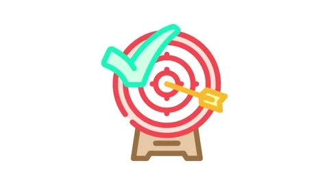 Arrow target check mark color icon animation Stock Footage 327266518