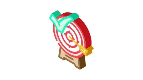 Arrow target check mark isometric icon animation Stock Footage 327289465
