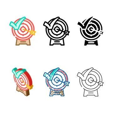 Arrow target edition check mark color icon vector Stock Illustration