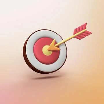 Arrow in target - stylized 3d CGI icon object Stock Illustration