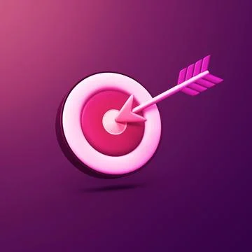 Arrow in target - stylized 3d CGI icon object, Not gen Ai Stock Illustration