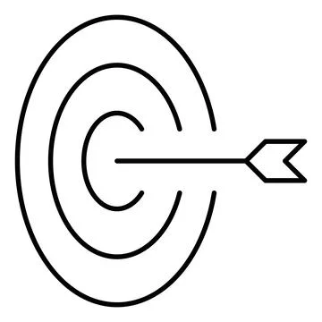 Arrow in the target thin line icon Stock Illustration