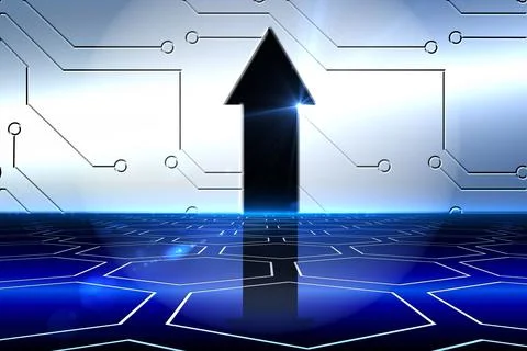 Arrow on technological background Stock Photos