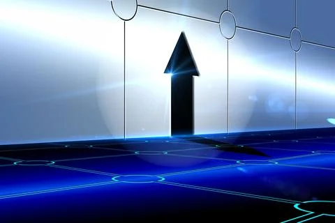 Arrow on technological background Stock Photos