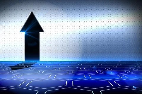Arrow on technological background 스톡 사진