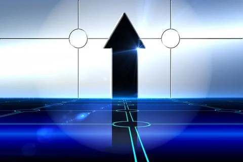 Arrow on technological background Stock Photos