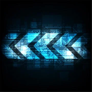 Arrow in technology concept on a dark blue background. Stockillustratie