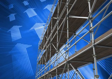 Arrow technology interface with 3D Scaffolding Ilustração Stock