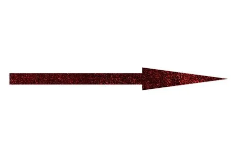 Arrow with texture of red foil isolated on white Foto stock
