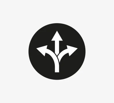 Arrow, three way, direction icon. Vector illustration, flat design Stock Illustration