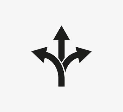 Arrow, three way, direction icon. Vector illustration, flat design Stock Illustration