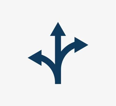 Arrow, three way, direction icon. Vector illustration, flat design Stock Illustration