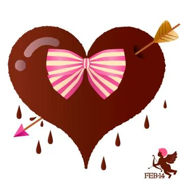 Arrow through chocolate heart Stock Illustration