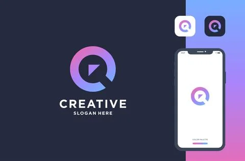 Arrow through circle logo design inspiration Stock Illustration