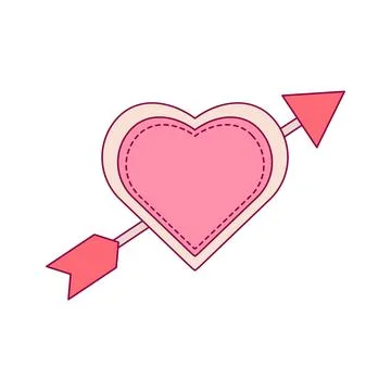 Arrow through heart on a white background Stock Illustration