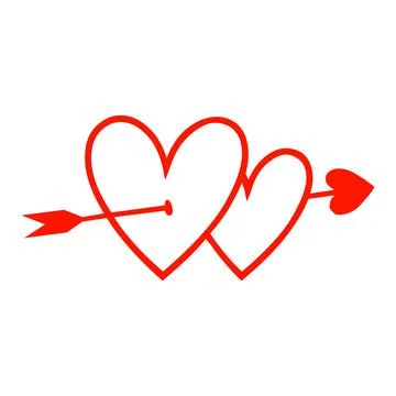 Arrow Through Two Hearts Icon Stock Illustration