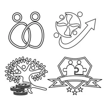 Arrow Tree Shield Commitment Teamwork Together Outline Logo Stock Illustration