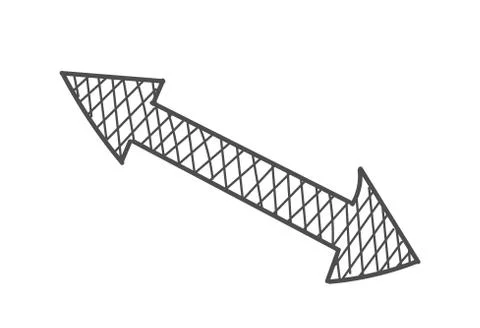 Arrow with two directions with shading in the style of Doodle. Vector drawing Stock Illustration