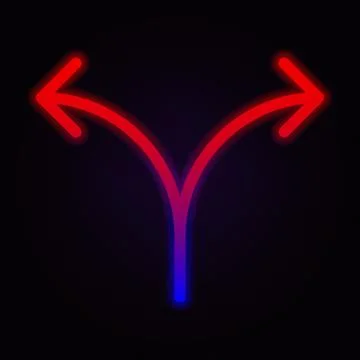 Arrow, two ways neon icon on dark background Stock Illustration