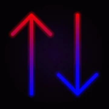 Arrow, two ways neon icon on dark background Stock Illustration