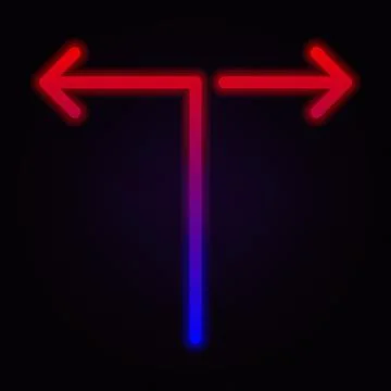Arrow, two ways neon icon on dark background Stock Illustration