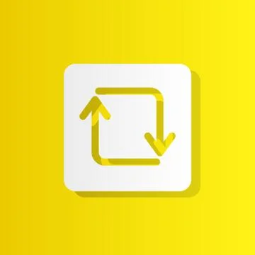Arrow upgrade or refreshment white icon with shadow Stock Illustration