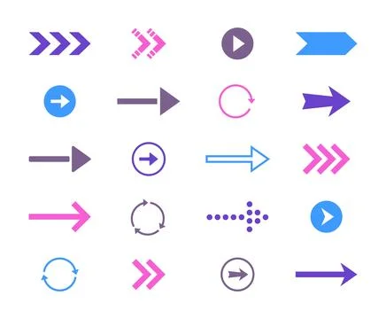 Arrow ux ui. Different interface symbols. Minimalistic icons, web buttons des Stockillustratie