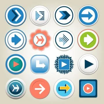 Arrow vector 3d button icon set. Isolated interface line symbol for app, web Stock Illustration