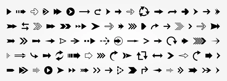 Arrow vector collection. Arrows big black set icons. Stock Illustration