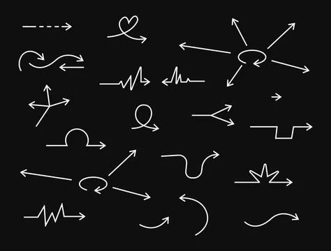 Arrow vector hand drawn sketch icon set. Doodle sketch hand drawn direction.. 스톡 일러스트