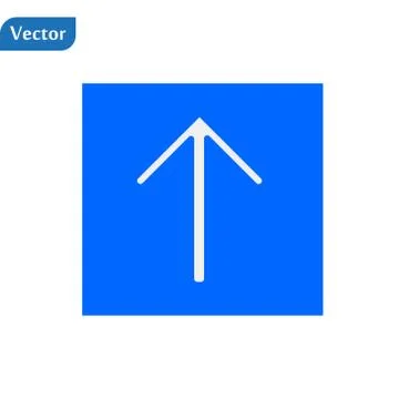 Arrow Up vector icon. This flat symbol is drawn with blue color on a white ba Stock Illustration