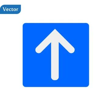 Arrow Up vector icon. This flat symbol is drawn with blue color on a white ba Stock Illustration