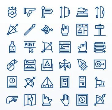 Arrow Vector Icon Set with 36 Bold Line 256x256 Pixel Optimized Graphics Stockillustratie