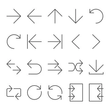 Arrow vector icon set in thin line style Stock Illustration