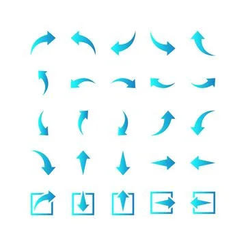 Arrow vector icons. direction signs. blue gradient arrows Stock Illustration