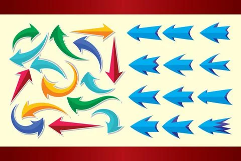 Arrow vector icons set. sketch arrow design for business plan and education Stock Illustration