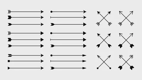 Arrow vintage divider elements collection lines. Vector illustration. Stock Illustration