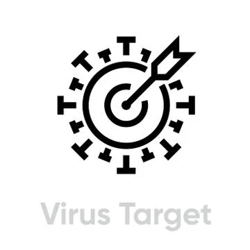 Arrow in Virus Target Spread icon. Editable line vector. 스톡 일러스트