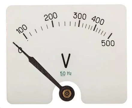 Arrow of voltmeter indicating an 0 volts, isolated on white background Arr... Stock Photos