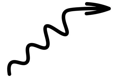 Arrow wavy. Vector illustration. Oscillating sign pointing right and up. Stock Illustration