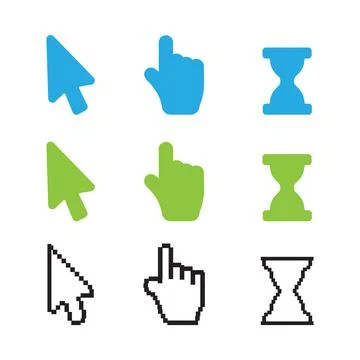 Arrow web cursors. Arrow cursor pixel for web digital Illustrazione stock