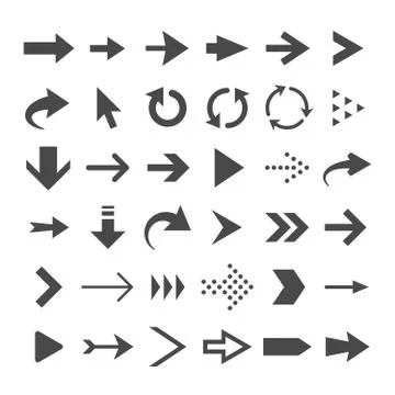 Arrow web icons isolated, cursor arrows, download and next page navigation Stock Illustration