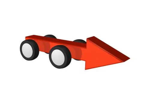 Arrow on wheels - 3d illustration Illustrazione stock