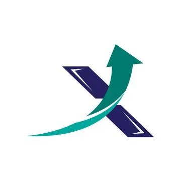 Arrow within X letter icon Stock Illustration