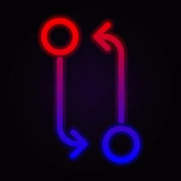 Arrow wrong neon icon on dark background Stock Illustration