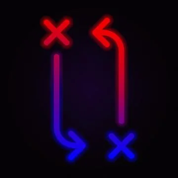 Arrow wrong neon icon on dark background Stock Illustration