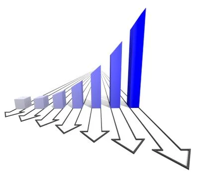 Arrowed business chart blue Stock Illustration
