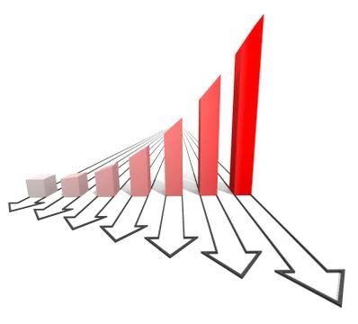 Arrowed business chart red Иллюстрация
