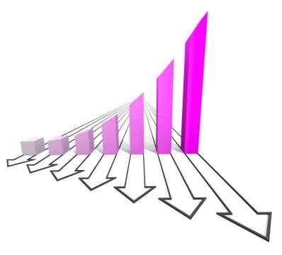 Arrowed business chart violet Stock Illustration