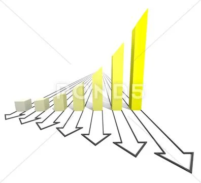 Arrowed business chart yellow Stock Illustration